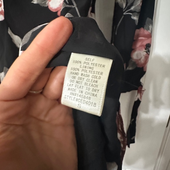 Everly Black Floral Mini Dress Long Sleeve S - Picture 7 of 8